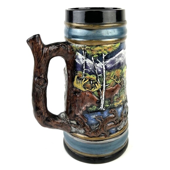 VTG Holland Mold 3D Wildlife Beer Stein Removable Ram Lid 18” Bears Moose Eagle - Picture 8 of 16